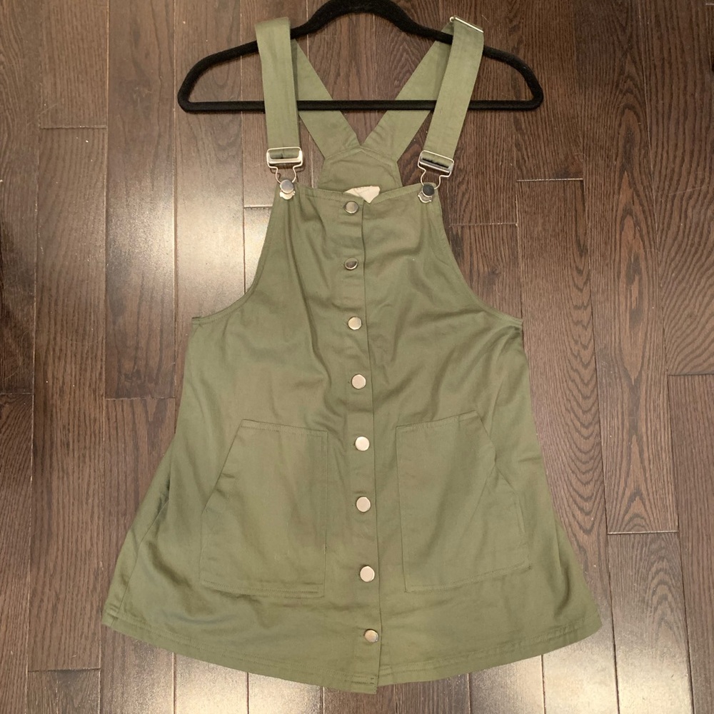 olive green overall dress